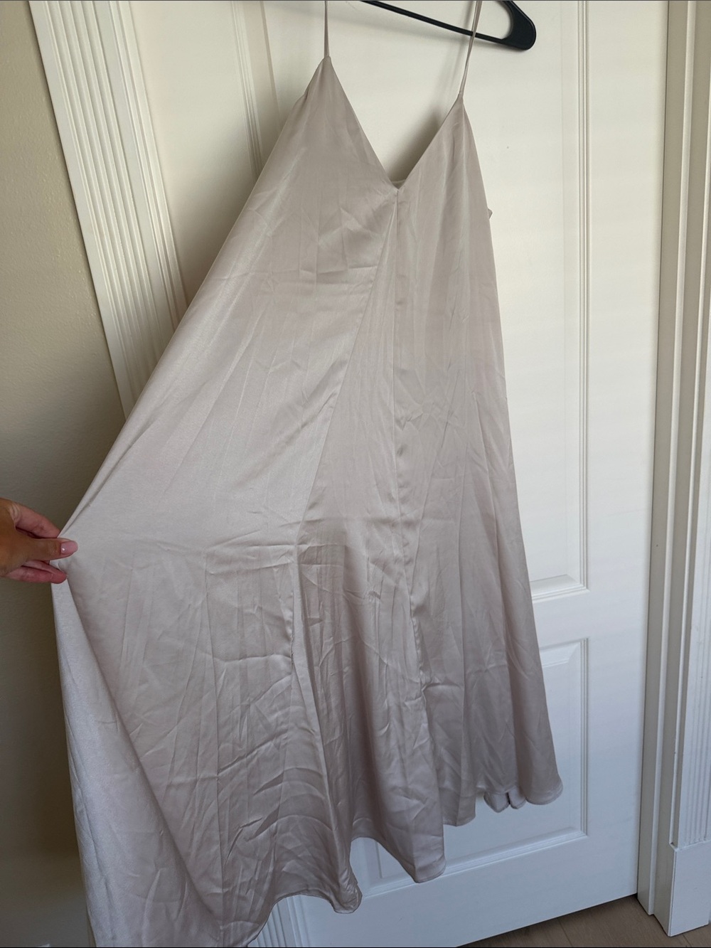 H&M Satin Slip Maxi Dress in Light Taupe